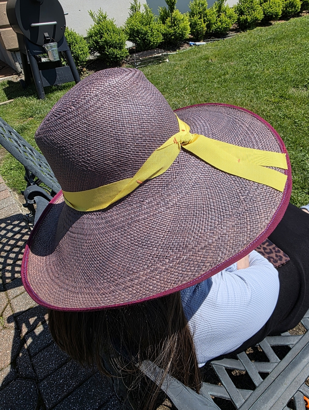 Lola Hats, Wide Brim Straw Sun Hat with Yellow Ribbon, Nwt